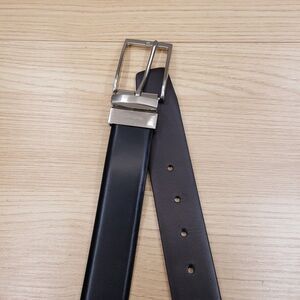 CALVIN KLEIN Belt Mens Size 34 Black Leather Reversible Silver Logo Buckle